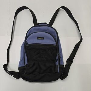Eddie Bauer Mini Backpack Blue Black Canvas Small Daypack Vintage Y2K Gorpcore